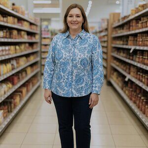 Talbots Paisley Non-Iron Perfect Shirt | Misses Size 18